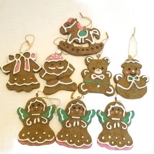 Eight Gingerbread Cookie Christmas Ornaments